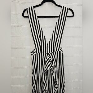 A Classy Chic Boutique Black and White Striped High Low Dress